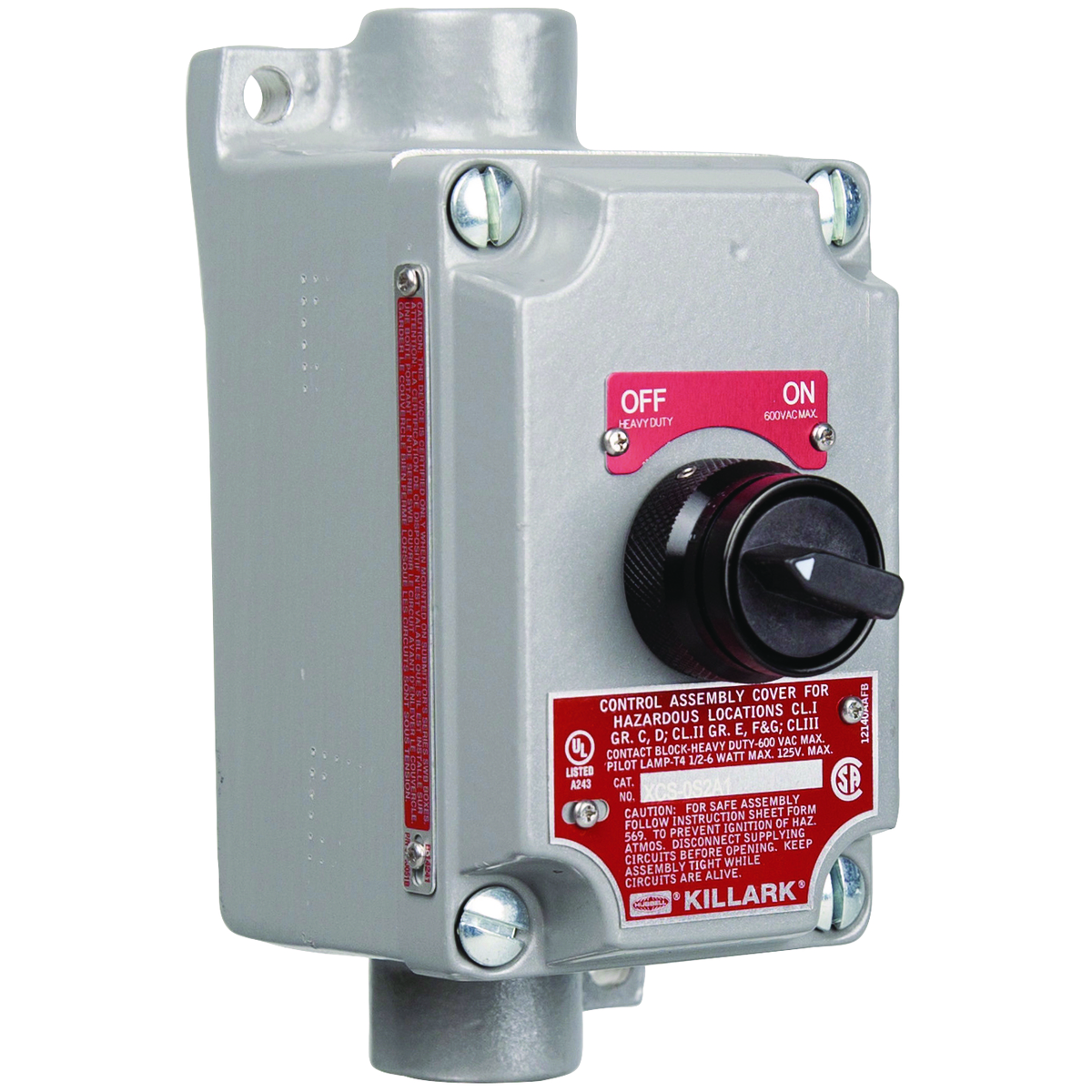 XCS SERIES - ALUMINUM FEED-THRU MAINTAINED CONTACT 2-POSITION SELECTORSWITCH CONTROL STATION - 