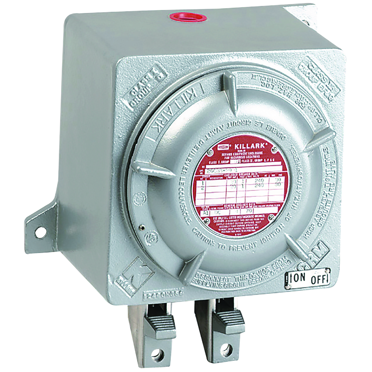 GCBB SERIES - ALUMINUM FEED-THRU CIRCUIT BREAKER LOAD CENTER ENCLOSURE-ONE 2-POLE - 120/240VAC - HUB SIZE 3/4 IN-14 NPT