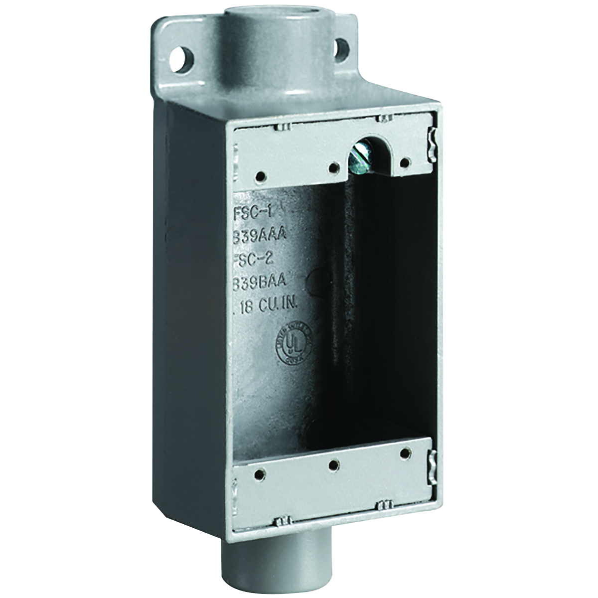 FSC SERIES FITTINGS - IRON - FSC TYPE CAST DEVICE BOX - SHALLOW - FEEDTHRU - HUB SIZE 3/4 IN - VOLUME 18.0 CU IN
