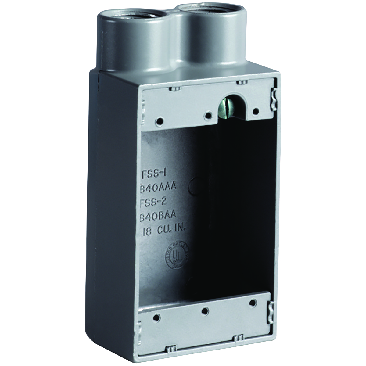 FSS SERIES FITTINGS - IRON - FSS TYPE CAST DEVICE BOX - SHALLOW - HUBSIZE 3/4 IN - VOLUME 18.0 CU IN