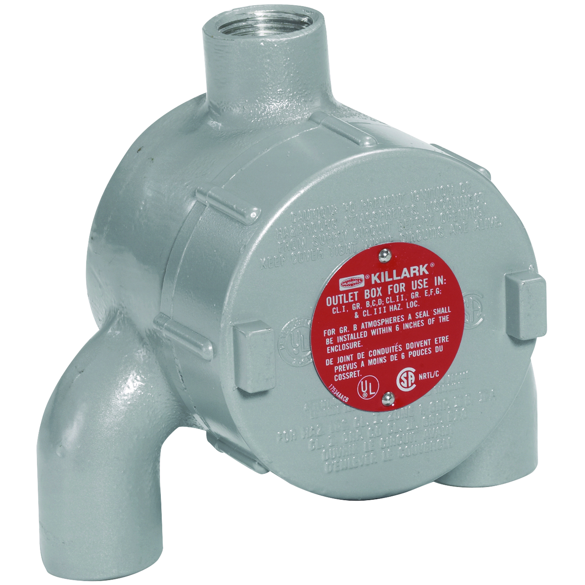 GEC SERIES FITTINGS - ALUMINUM - OUTLET BODIES WITH MOUNTING FLANGEC -GEC TYPE OUTLET BODY - HUB SIZE 3/4 IN - VOLUME 19.0 CU IN