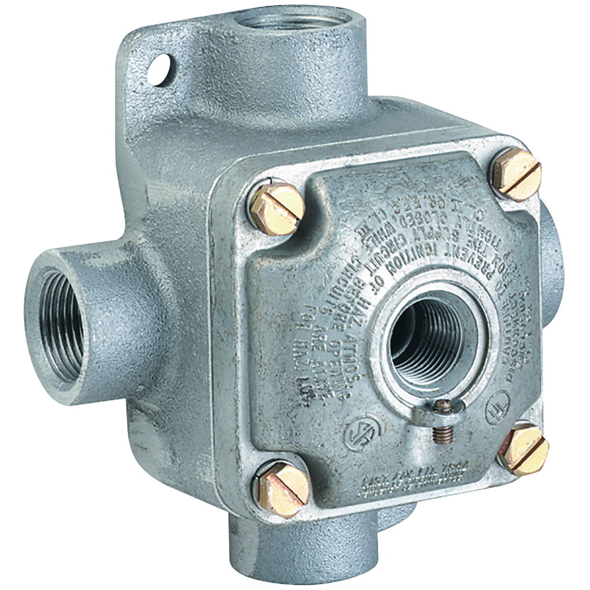 JL SERIES - ALUMINUM OUTLET BODY WITH HUB COVER - X TYPE - HUB SIZE 1/2INCH (BOX HUB) AND 3/4 INCH (COVER HUB) - VOLUME 12.5 CUBIC INCHES