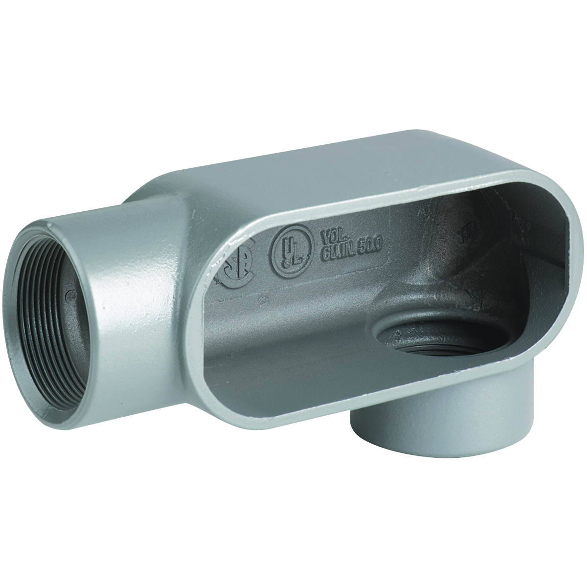 DURALOY 7 SERIES - IRON CONDUIT BODY - LL TYPE - HUB SIZE 1/2 INCH -VOLUME 4.0 CUBIC INCHES