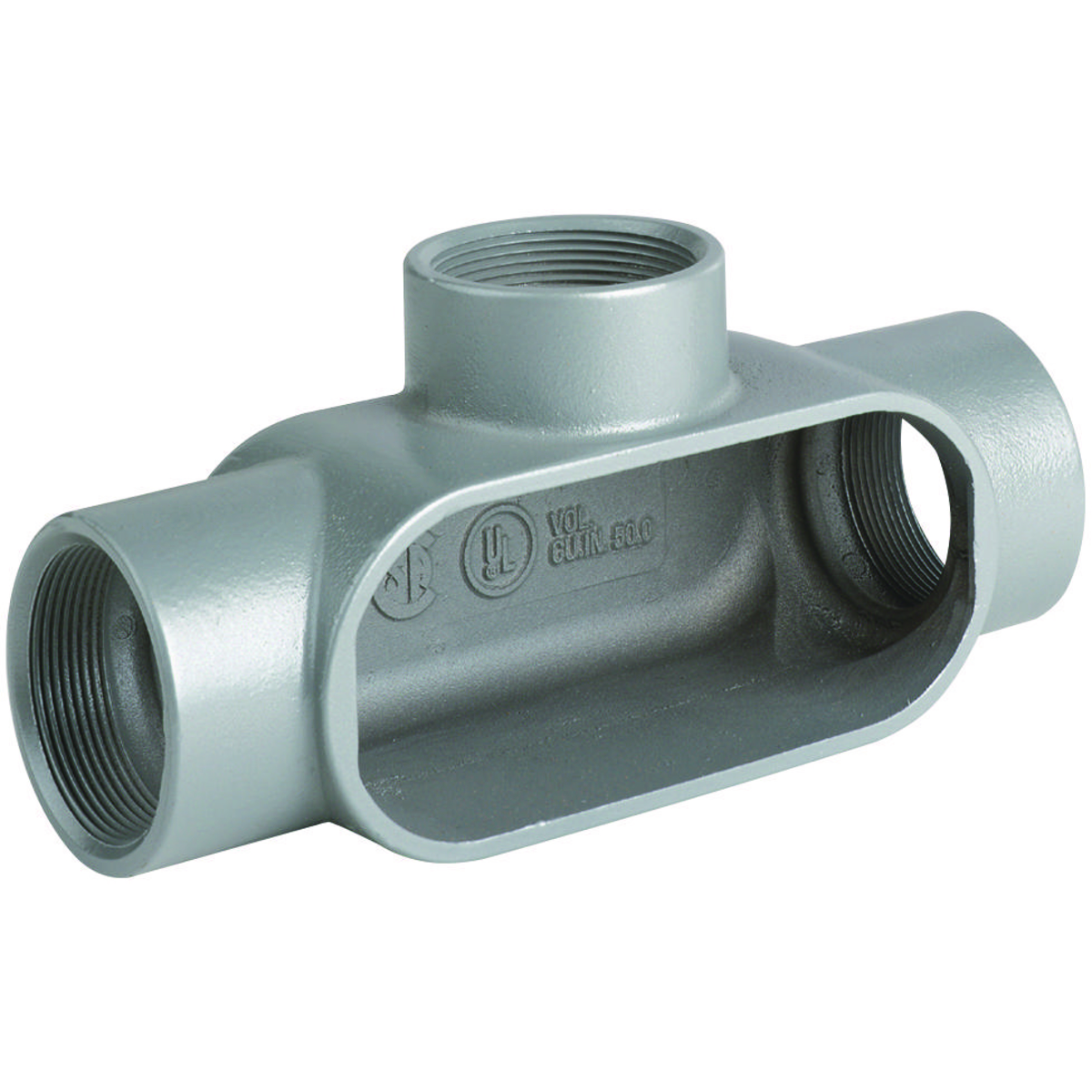 DURALOY 7 SERIES - IRON CONDUIT BODY - T TYPE - HUB SIZE 1-1/2 INCH -VOLUME 27.0 CUBIC INCHES