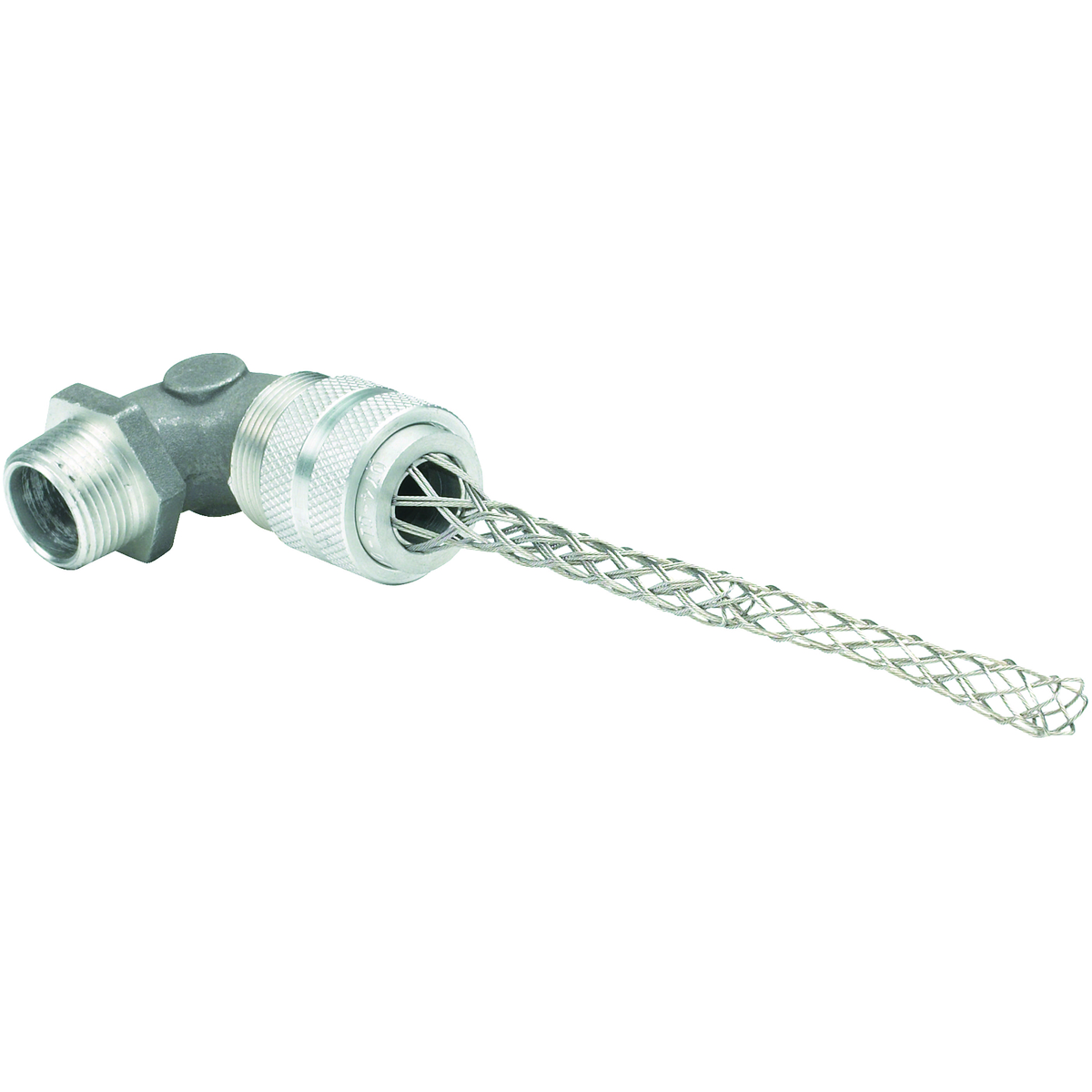 Z SERIES FITTINGS - ALUMINUM CORD CONNECTOR WITH MESH GRIP - Z CORDCONNECTOR - 90 DEGREES - NPT SIZE 1/2 IN - BROWN