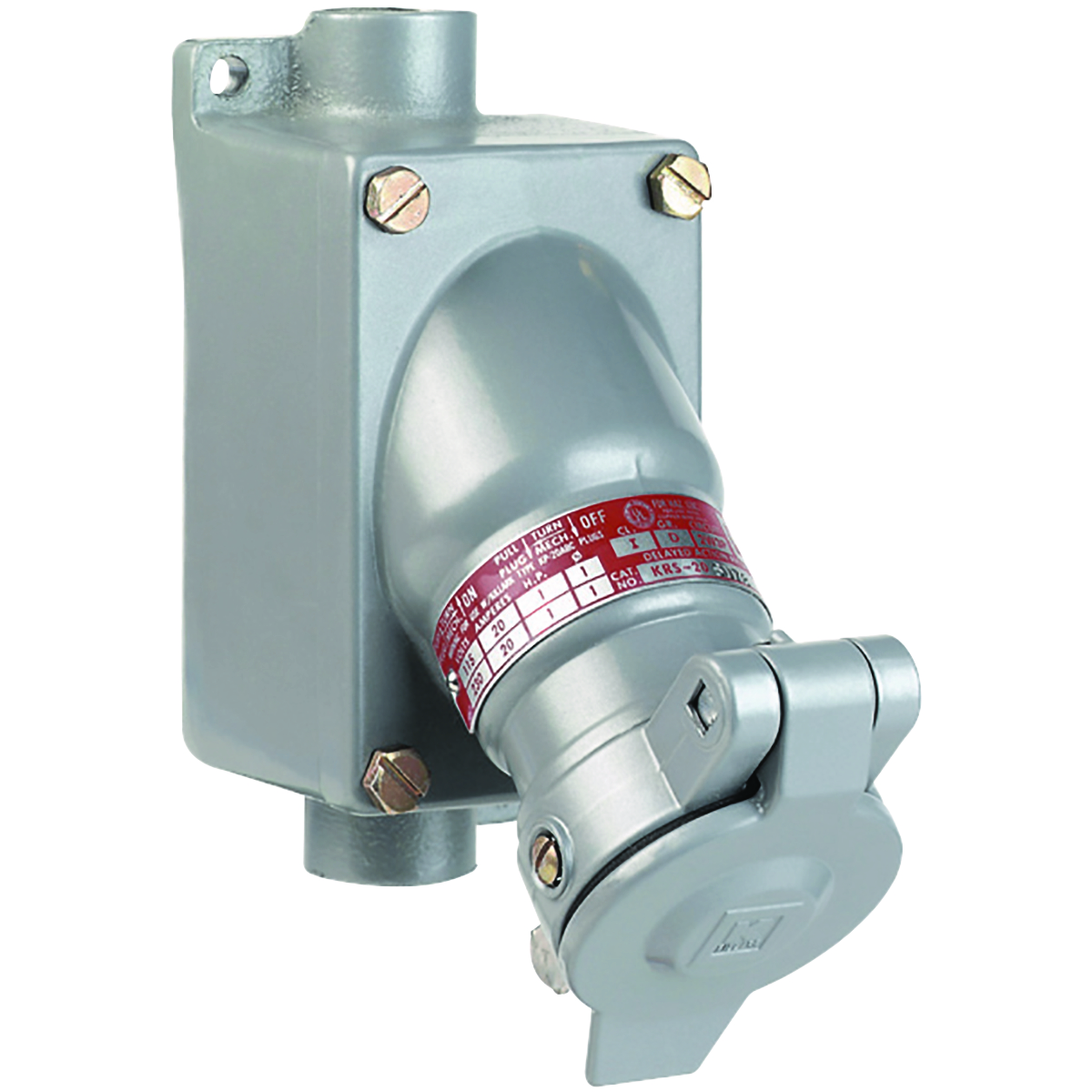 KR SERIES - ALUMINUM 30 AMP RECEPTACLE WITH FEED-THRU ENCLOSURE - 3W 4PCIRCUIT - 115/230VAC AT 60HZ - HUB SIZE 3/4 INCH