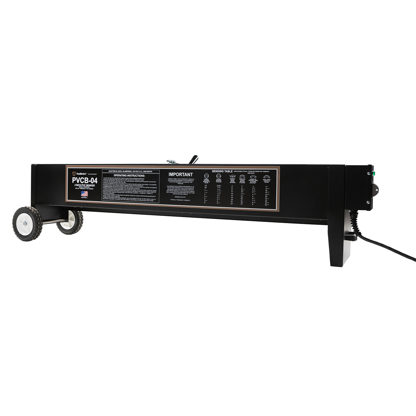Durable Schedule 40/Schedule 80 PVC and Round thermosetting conduit bender.