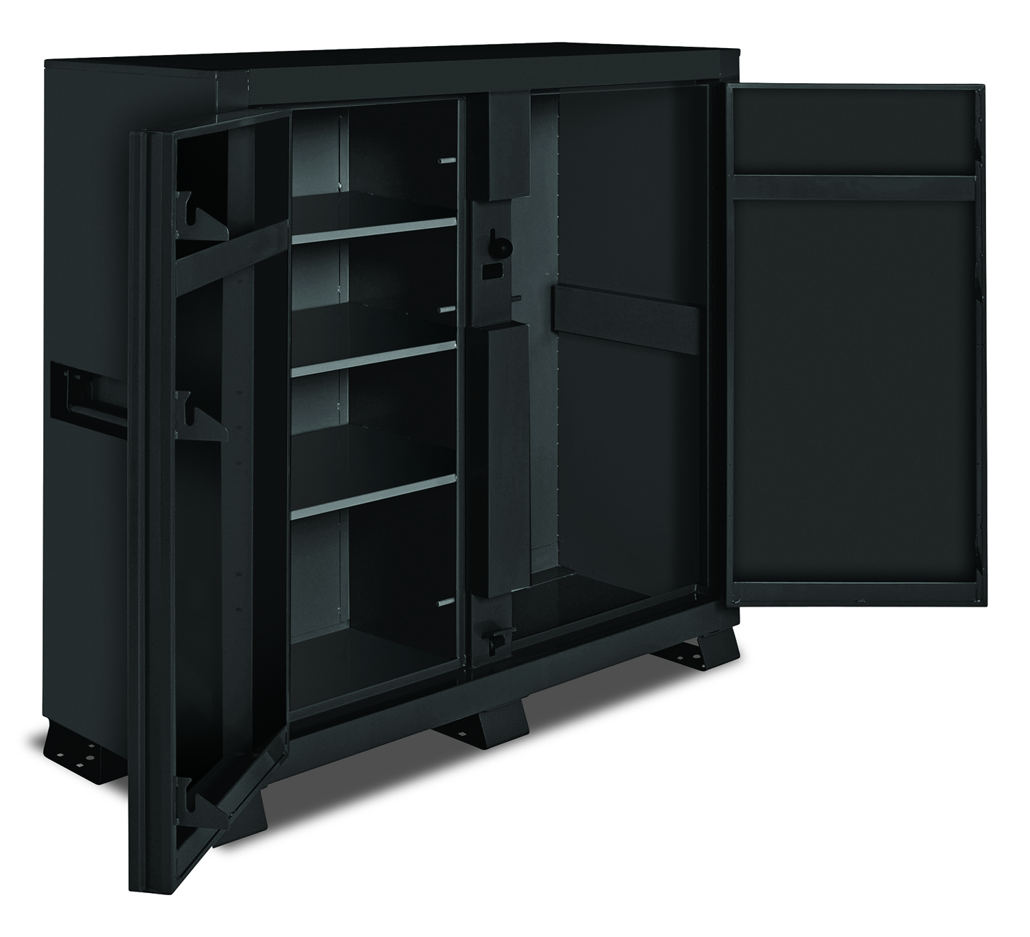 Southwire's two door cabinet gives you added piece of mind knowing your equipment and materials are safe and secure. With heavy duty shelves and a large vertical storage area, you can easily organize while securing your tools and equipment. With the Southwire Storage Cabinet, there is no better way to control and secure your livelihood. Two Door Cabinet