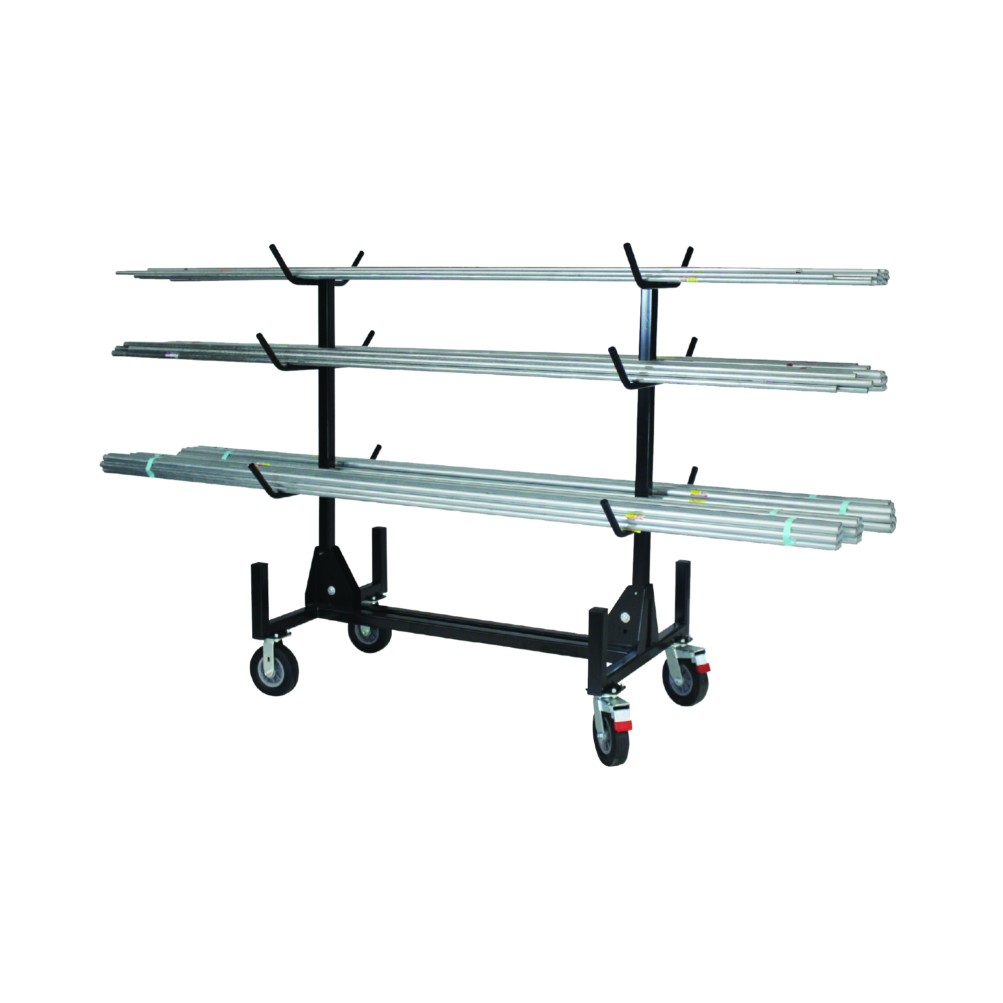 Multipurpose conduit, pipe and strut rack is designed to enhance material storage and mobility on the jobsite. Holds up to 1,000 pounds on the Conduit and Pipe Rack, while eliminating tripping hazards on the jobsite.