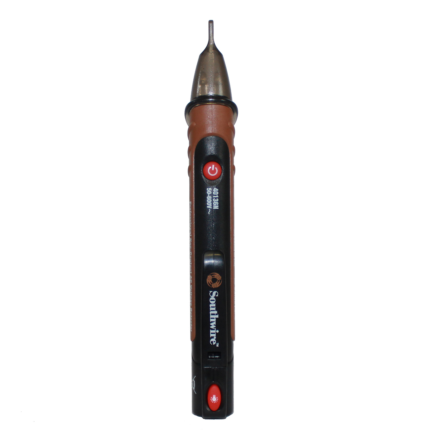 Non-contact AC voltage detector quickly checks for the presence of live voltage on wiring and electrical devices. Features a variable beep and flash rate to pinpoint voltage source and built-in flashlight for added convenience.