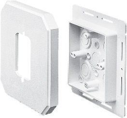 Works on all siding types. Before or after siding is up, Mounting holes on inside of box. Textured paintable surface. NM cable connector provided. 6-1/2 x 6-1/2 mounting surface. Provides a .375 J-channel. 15-1/2 cubic inch box. With Flange.