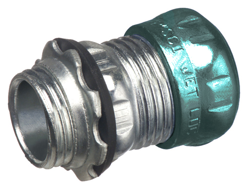 Steel EMT compression connector. concrete tight and rain tight. Trade Size 1/2