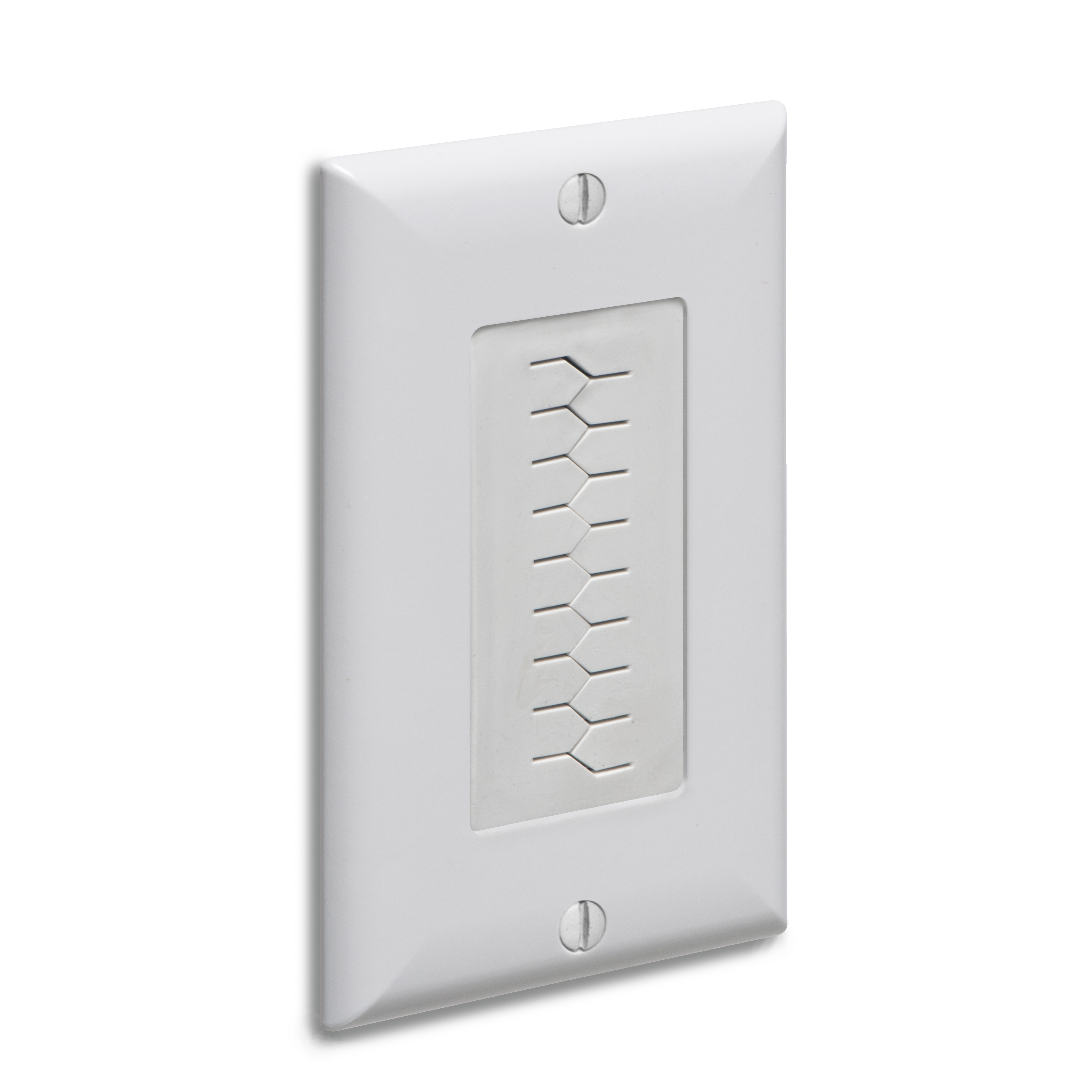 Cable entry device with slotted cover. White Non-metallic. Includes two #6 screws. Comes with wall plate.