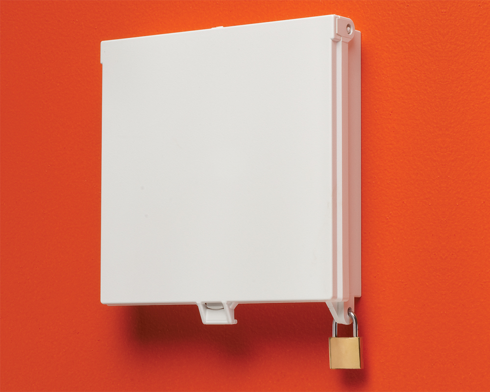 Weatherproof non metallic keypad enclosure. With paintable white cover. Inside dimensions 7-1/2