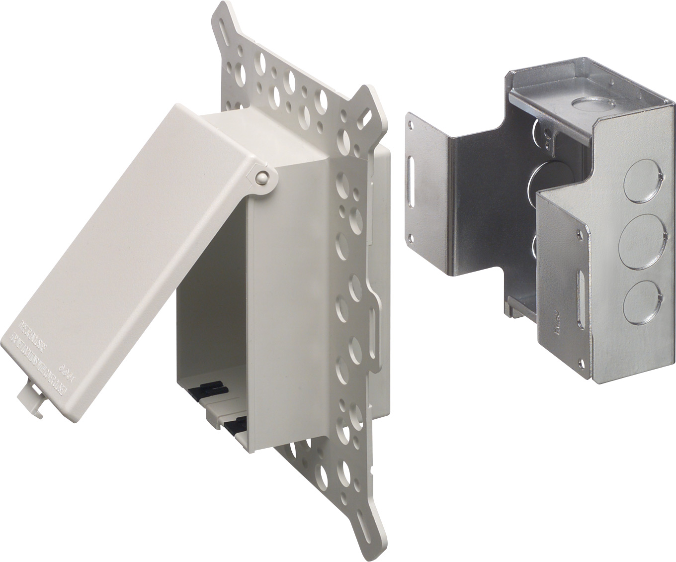 Low Profile Inbox with metal box for new construction for stucco, textured and rigid siding. Vertical with weatherproof while in use. Extra Duty white paintable cover.