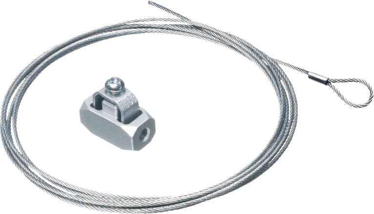 Galvanized braided support wire with looped end. 30ft length. Holds up to 100lbs. .080 wire