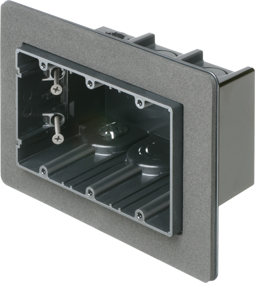 One Box Vapor Boxes for Devices. Flange forms a protective barrier against air infiltration. 2 Hour Fire Rating. Three Gang. Screw On. 59 cu.