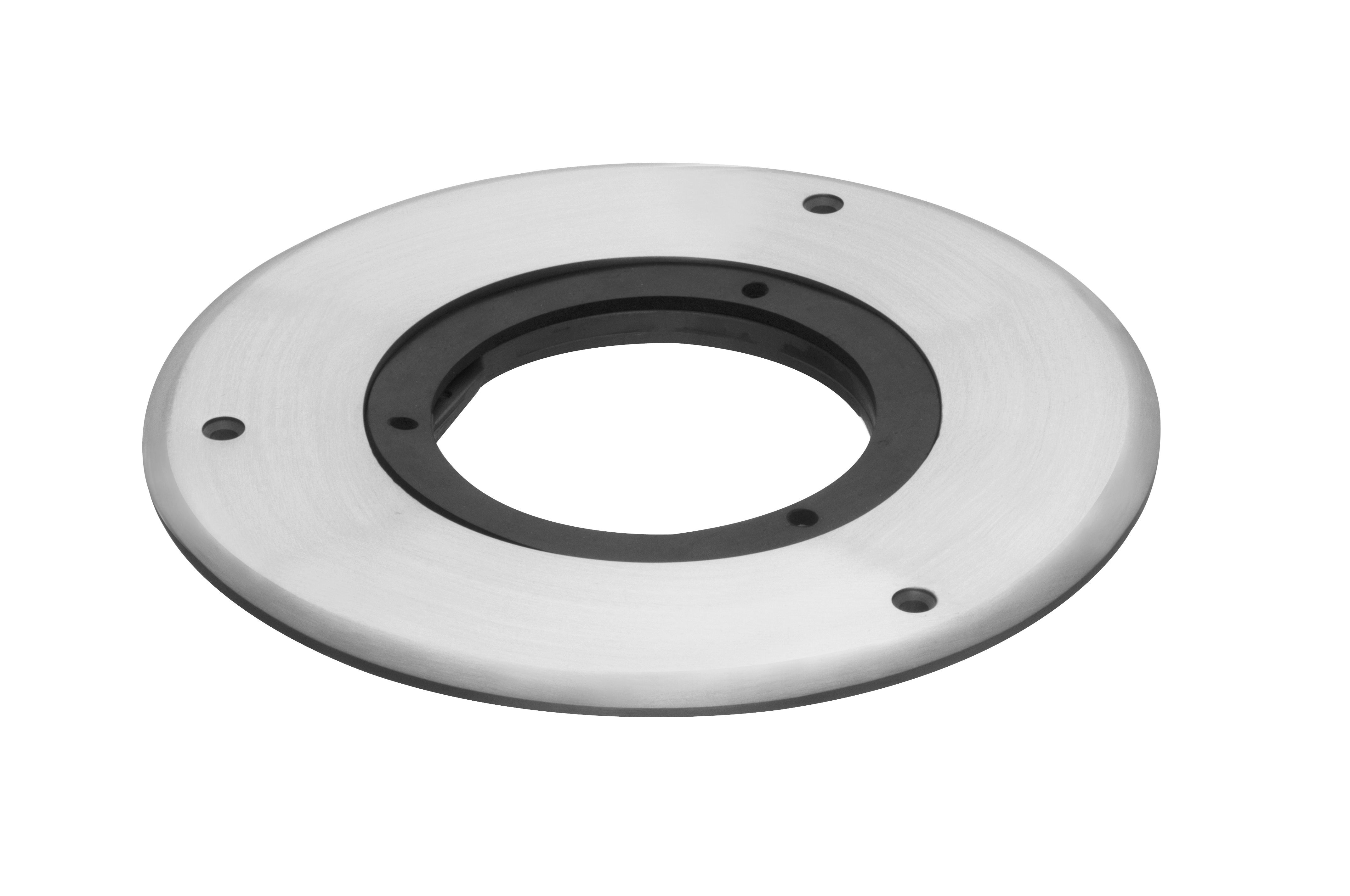 Oversized carpet ring for Arlington's flush to floor cut in floor box kits. Nickel.