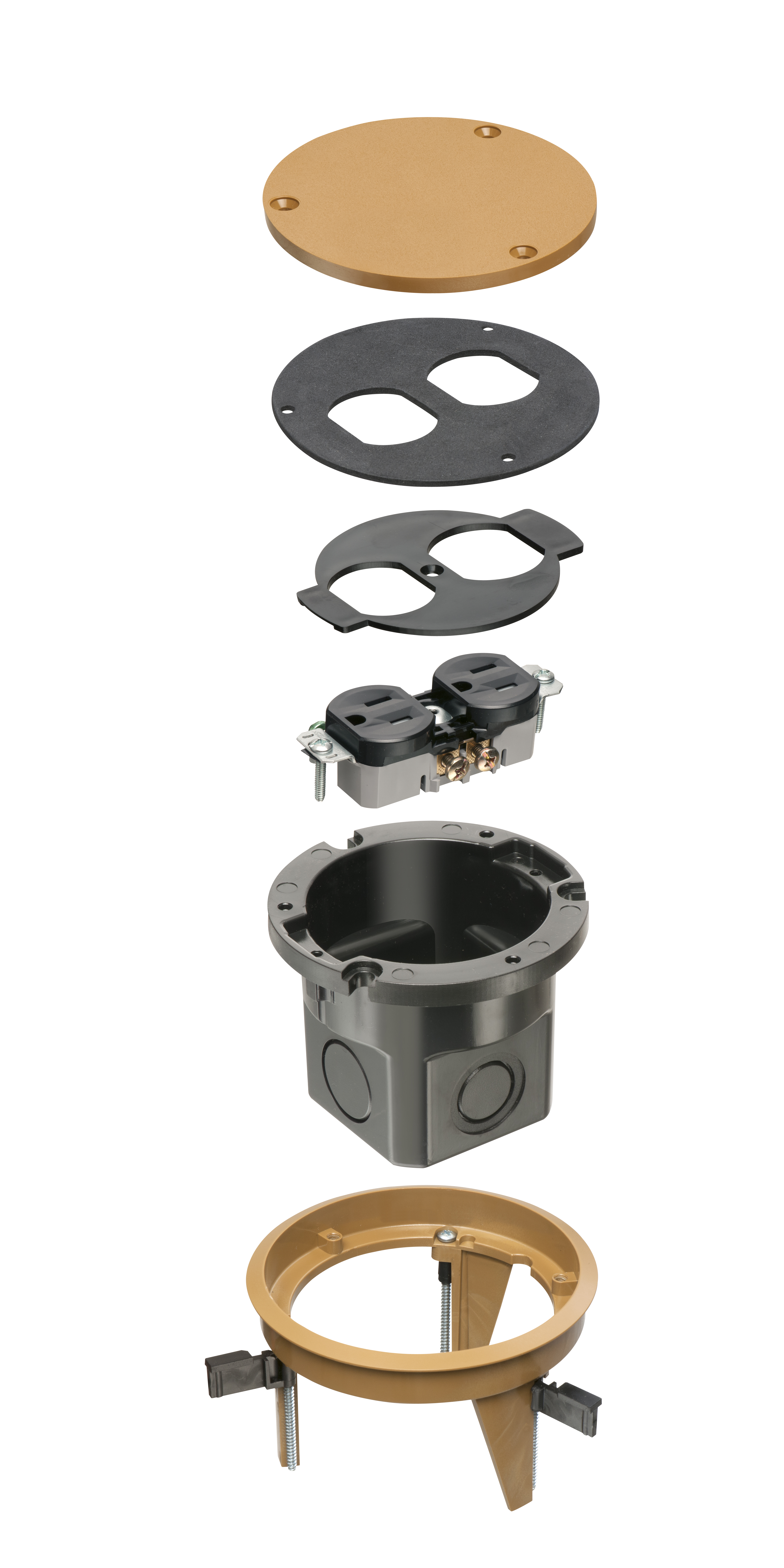 Non Metallic, round cover kit with box and blank caramel cover.