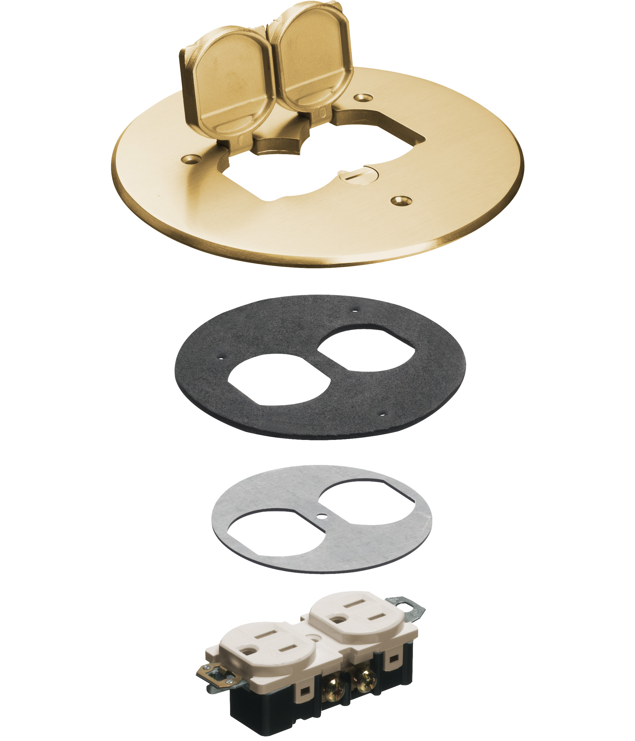 Product image for Arlington FLB6230MB 6" Round Cover Kit w/ Flip Lids, Brass (fits FLBC4500LR)