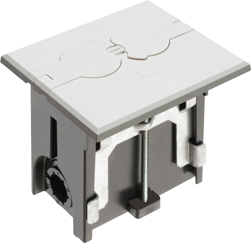 Product image for Arlington FLBAF101W 1-Gang Non-Metallic Floor Box Kit w/ Flip Lids, Rectangular Cover, White
