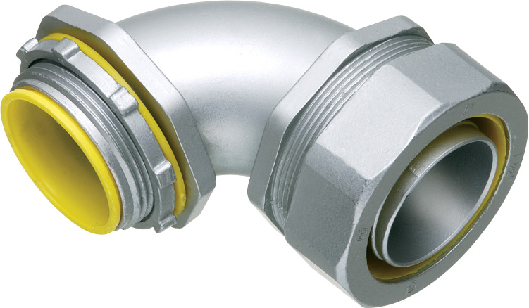 Straight, zinc die-cast connector for use with metallic or non metallic liquid tight conduit type B only. 3" Trade Size. 90 degrees.