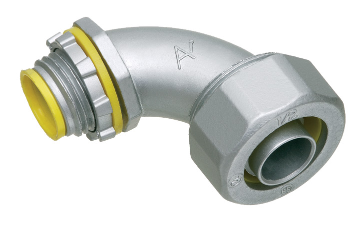 Product image for Arlington LT9050A 1/2" Insulated Liquidtight 90deg Connector, Zinc Die-Cast