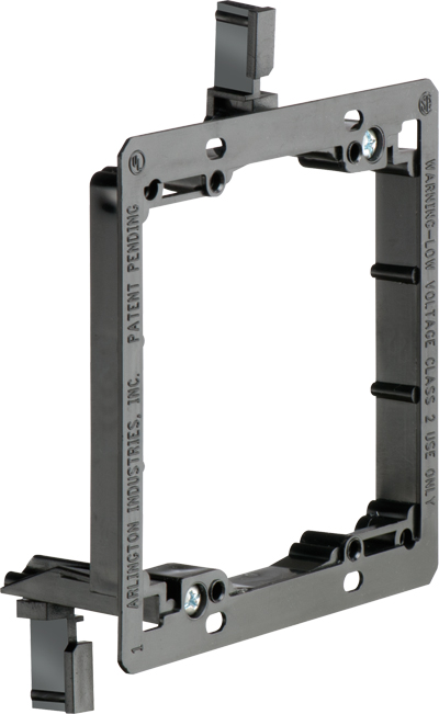 Low Voltage mounting bracket, two gang for installation on existing construction for class 2 wiring only.