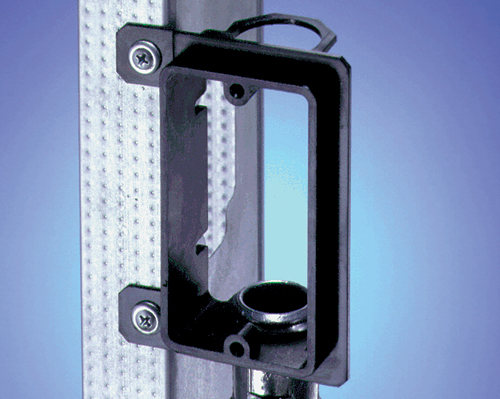 Low voltage bracket for new construction. Mounts vertical on wood or metal studs. Non Metallic. Single Gang. For class 2 low voltage wiring. Built in 3/4