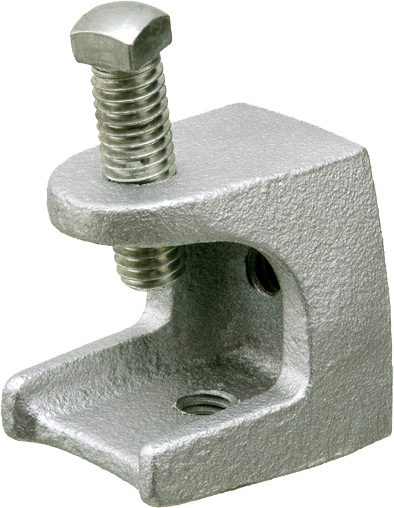 Malleable iron beam clamp. 125lb static load rating. threaded rod size 10/24. Trade Size 1