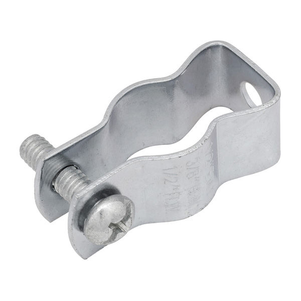 Madison, Conduit Hanger, Self Threading, Size: 1/4 IN, Number Of Holes: 1, Material: Steel, Finish: Bright Zinc Electroplated, Cable Size: 3/8 IN Rigid, 1/2 IN EMT, Includes: 1/4 X 1 IN Bolt, Trade Size: 0, Master Quantity: 100