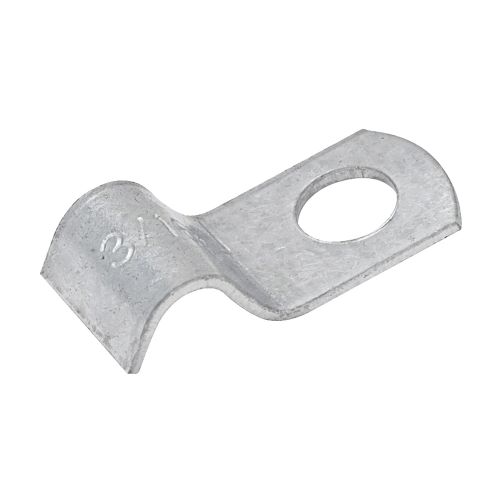 MADISON, 3/8 MIDGET STRAP ONE HOLE MIDGET STRAP SECURES BARE SOLID WIRE BRIGHT ZINC ELECTROPLATED, COLD ROLLED STEEL, ZINC PLATED