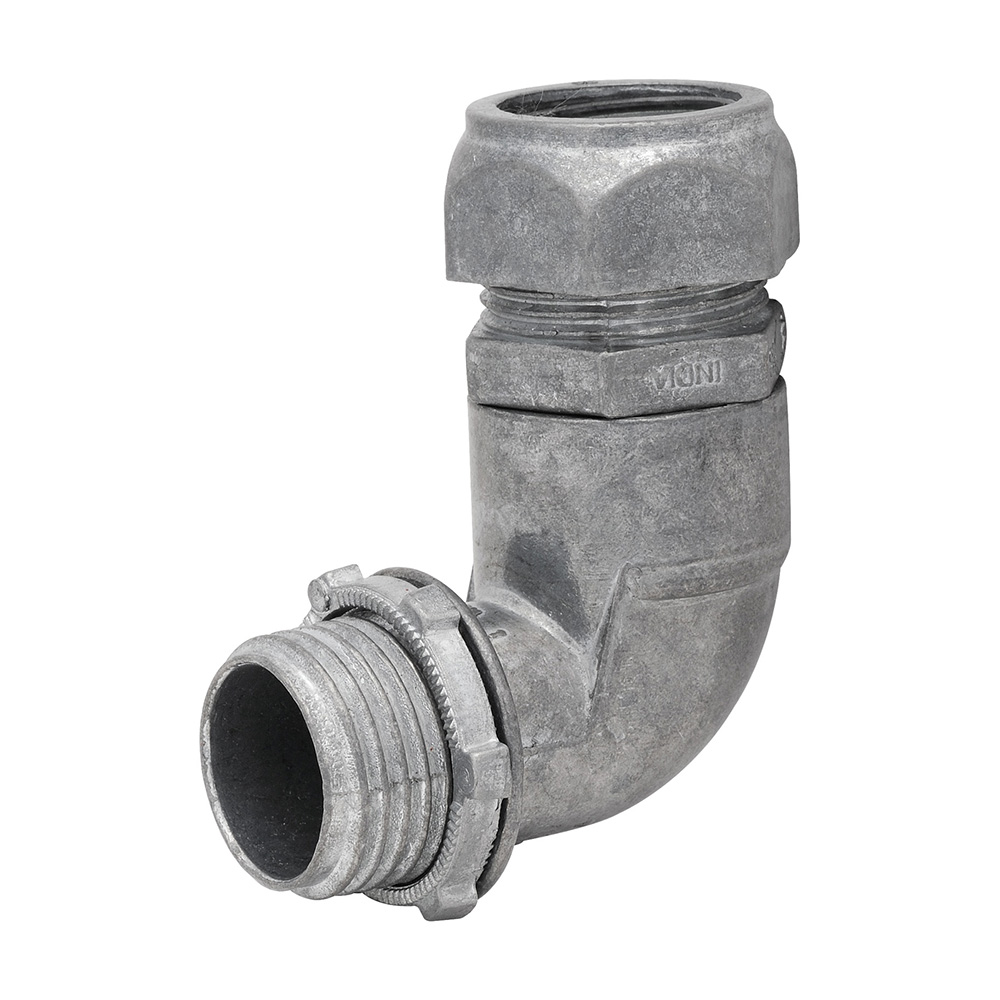 MADISON, 3/4 90 DEG COMP CONN EMT 90 COMPRESSION CONNECTOR FOR EMT RAINTIGHT & CONCRETE- TIGHT CONNECTIONS, SEALING ZINC DIE CAST CONCRETE TIGHT MEETS UL514B