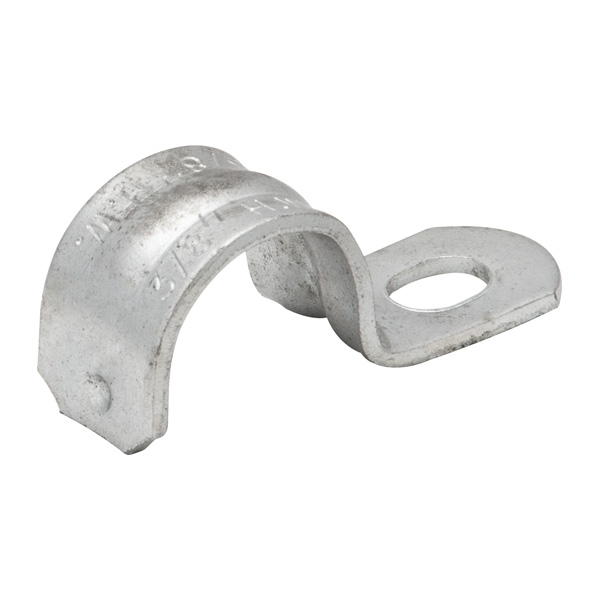 MADISON, 1/2 RIGID 1-HOLE STRAP ONE HOLE RIGID STRAP FOR SUPPORTING RIGID CONDUIT, BRIGHT ZINC ELECTROPLATED, SNAP-ON FEATURE, REINFORCED RIB FOR ADDED STRENGTH BRIGHT ZINC ELECTROPLATED, STEEL