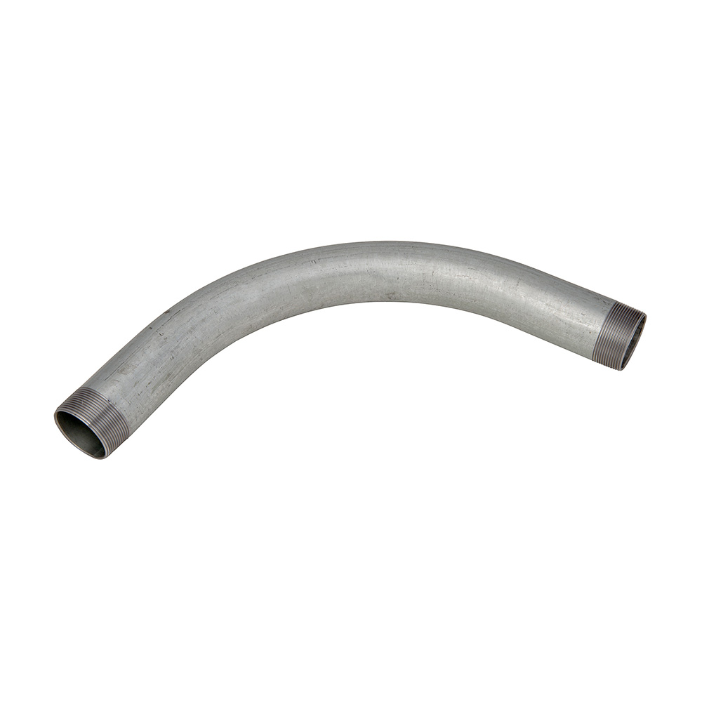 MADISON, 2 90 DEG RIGID ELBOW RIGID 90 CONDUIT ELBOW FOR COUPLING RIGID CONDUIT AT ANGLES GALVANIZED STEEL UL LISTED DYIX MIN. RADIUS = 9-1/2