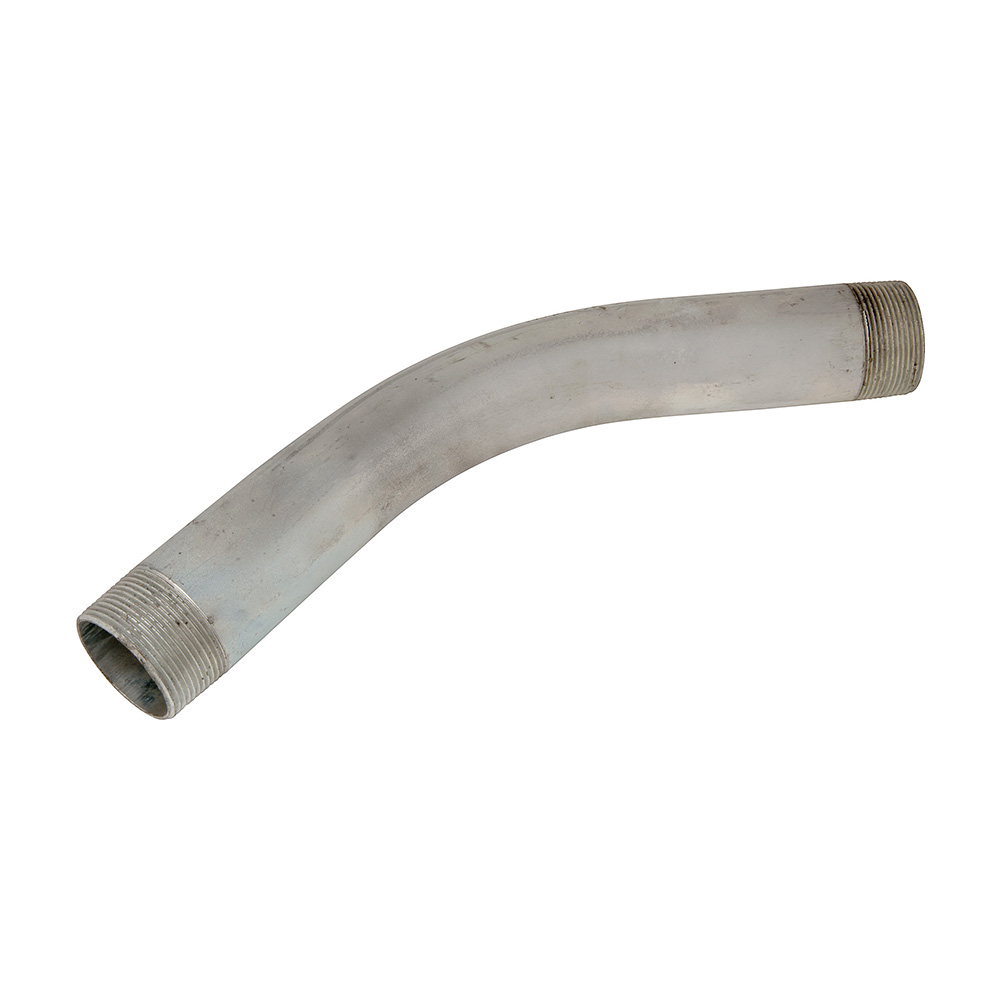 MADISON, 2-1/2 45 DEG RIGID ELBOW RIGID 45 CONDUIT ELBOW FOR COUPLING RIGID CONDUIT AT ANGLES GALVANIZED STEEL UL LISTED DYIX MIN. RADIUS = 10-1/2
