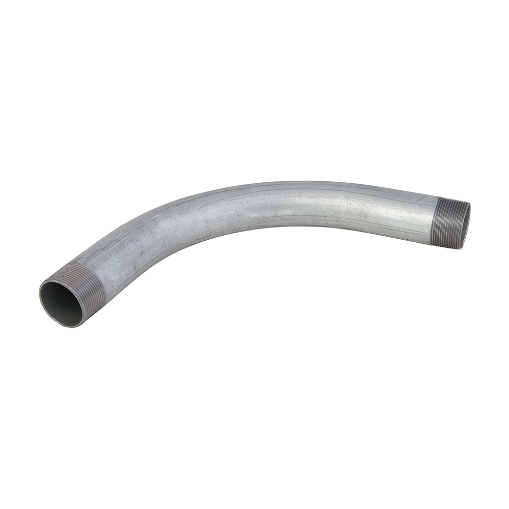 MADISON, 2-1/2 90 DEG RIGID ELBOW RIGID 90 CONDUIT ELBOW FOR COUPLING RIGID CONDUIT AT ANGLES GALVANIZED STEEL UL LISTED DYIX MIN. RADIUS = 10-1/2