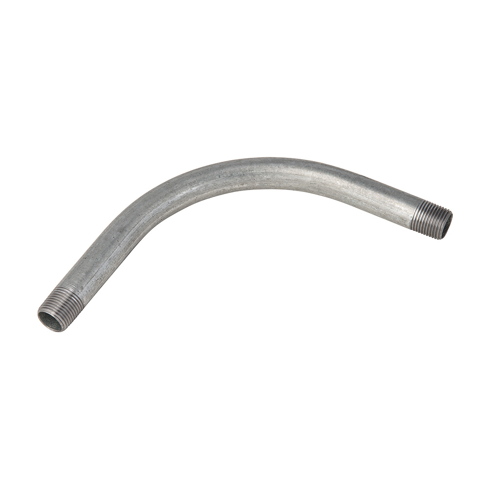 MADISON, 1/2 90 RIGID ELBOW RIGID 90 CONDUIT ELBOW FOR COUPLING RIGID CONDUIT AT ANGLES GALVANIZED STEEL UL LISTED DYIX MIN. RADIUS = 4