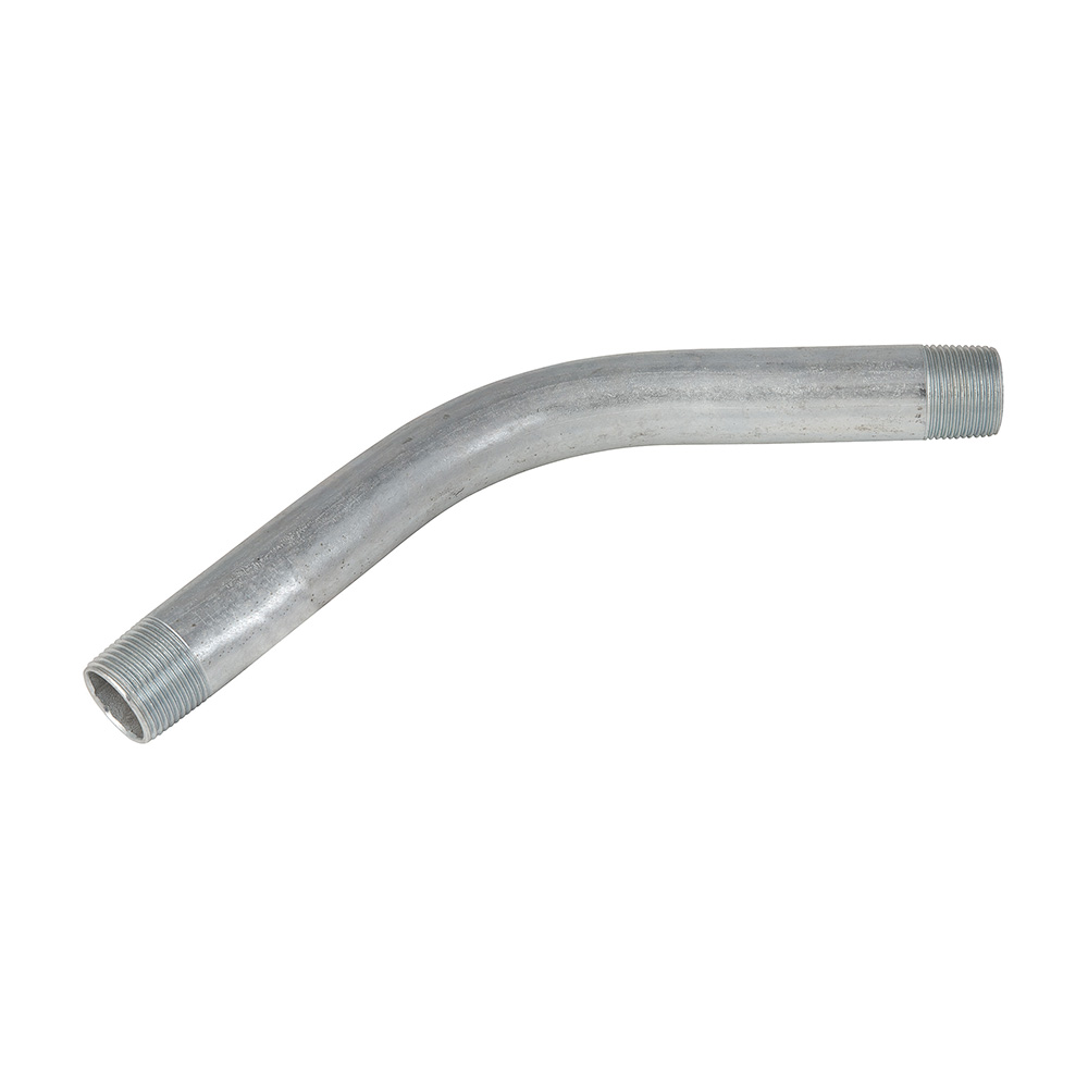 MADISON, 3/4 45 RIGID ELBOW RIGID 45 CONDUIT ELBOW FOR COUPLING RIGID CONDUIT AT ANGLES GALVANIZED STEEL UL LISTED DYIX MIN. RADIUS = 4-1/2