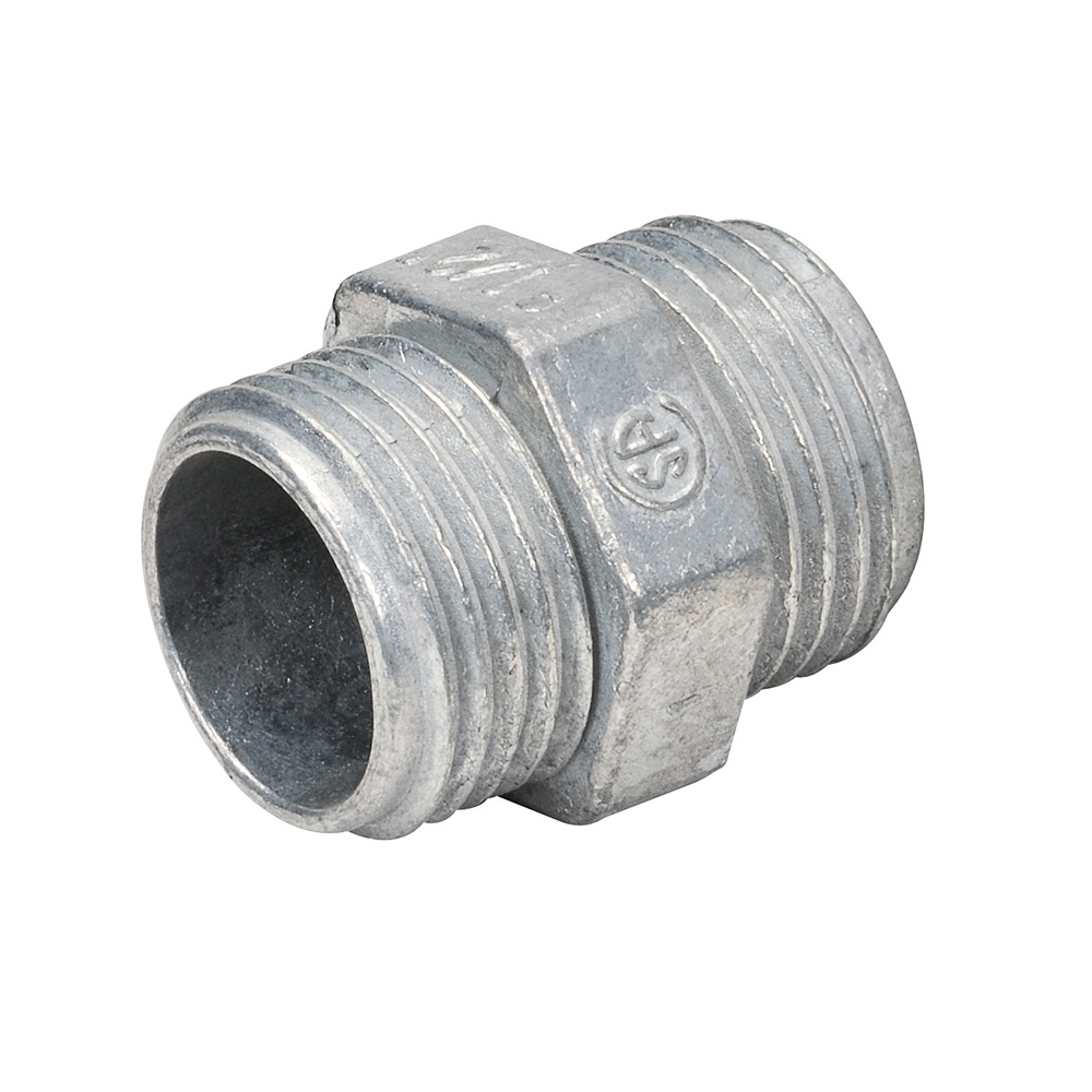 MADISON, 1/2 BOX SPACER-NO NUTS BOX SPACER - WITHOUT LOCKNUTS FOR CONNECTING TWO WORK BOXES FITTING DOES NOT INCLUDE LOCK NUTS ZINC DIE CAST CONCRETE TIGHT MEETS UL514B