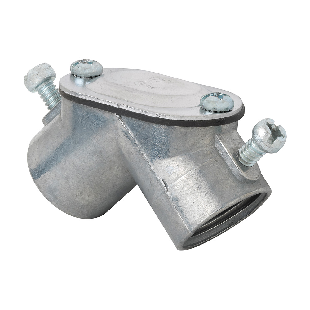 MADISON, 1/2 EMT-RGD/COMBO TO PIPE EL EMT-RIGID/COMBO CORNER ELBOW CONCRETE-TIGHT,STACKED SCREWS WITH GASKET,ZINC DIE CAST