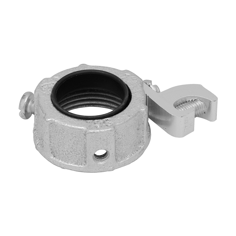MADISON, 6 MALL INSUL GRD BUSH  - INSULATED GROUNDING BUSHING FOR GROUNDING PURPOSES, LAY-IN LUG, DUAL RATED CU-AL, 150 DEG USED WITH A LOCKNUT TO TERMINATE SERVICE CONDUIT TO CABINET MALLEABLE IRON, ZINC PLATED, LINER ULTM 1000 UL STANDARD 467, FED SPEC W-F 408E, NEMA FB-1 LINER RATED AT 150 DEG C LUG SIZE = 250MCM