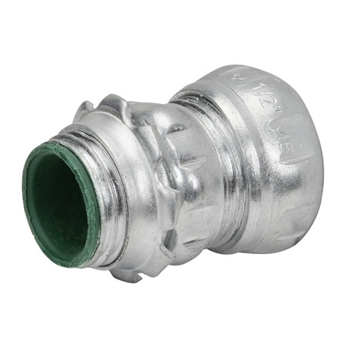 MADISON, INSULATED THROAT EMT COMPRESSION CONNECTOR, SIZE: 1/2 IN, CONNECTION: COMPRESSION, STEEL, NEMA RATING: FB-1, SHELF QUANTITY: 50, MASTER QUANTITY: 250, UL LISTED, MEETS UL514B, FEDERAL SPEC. W-F-408E, CONNECTS EMT CONDUIT TO BOX OR ENCLOS