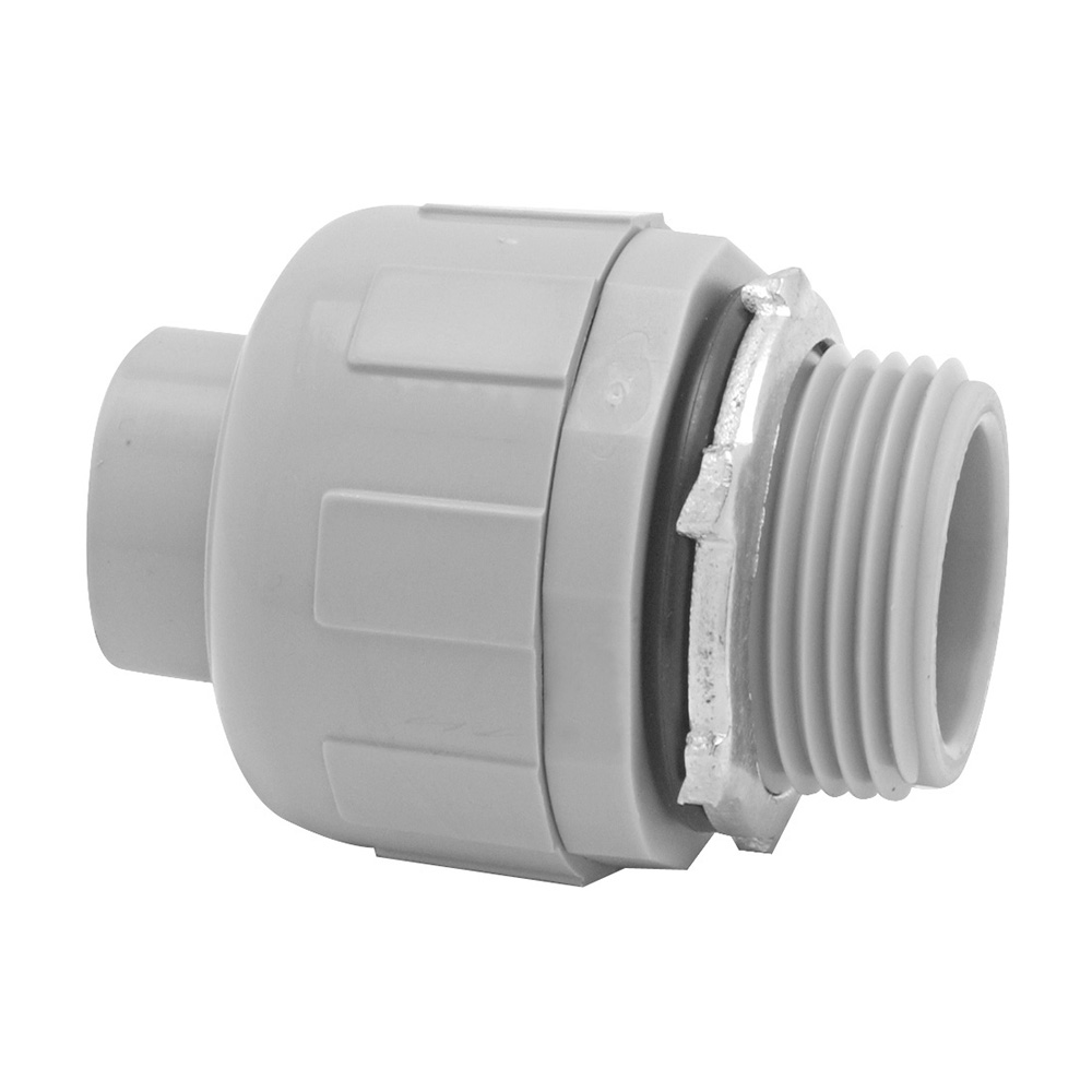 MADISON, 3/8 STR NM LT CONN LIQUID-TIGHT CONNECTOR FOR LIQUID TIGHT FLEXIBLE NON- METALLIC CONDUIT, TYPE B, NYLON CONSTRUCTION, GRAY COLOR MEETS UL514B SUITABLE FOR USE WITH LIQUIDTIGHT FLEXIBLE NON-METALLIC CONDUIT, TYPE B AVAILABLE IN ONE PIECE SCREW ON TYPE (3/8
