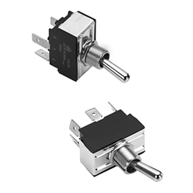 0121/0140 Series Multi-Pole Toggle Switches, DPDT Poles, 1/4 IN Q.C. Terminal, 3/4 HP, 125-250 Vac