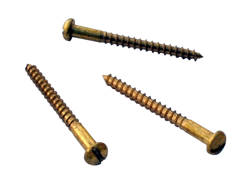 #8 x 1/2 Round Head Slot Wood Screw Brass