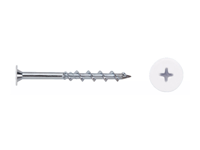 Wall Dog, Power(R), Wafer Head Anchor, 2 in. length, 3/16 in. drill size, Self Drill, Corkscrew point type, Carbon Steel material, White finish, Phillips drive type, 100 per Jar