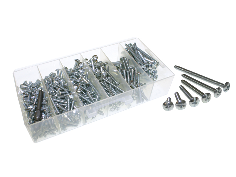 Receptacle & Wiring Devices Screw Kit, Lead Point, Zinc finish, Truss head, including a(n) (50) #6 - 32 x 1-1/4 in. Truss Head Combo with Lead Point Machine Screw and (90) #6 - 32 x 3/4 in. Truss Head Combo with Lead Point Machine Screw and (40) #6 - 32 x 1-1/2 in. , (35) #6 - 32 x 2 in. Truss Head Combo with Lead Point Machine Screw, #1 Phillips x 2 in. Power Bit and (100) #6 - 32 x 1/2 in. Truss Head Combo with Lead Point Machine Screw and (65) #6 - 32 x 1 in. Truss Head Combo with Lead Point Machine Screw