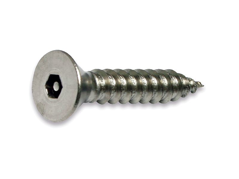 Sheet Metal Screw, #12 size, Flat head , Hex Pin drive , 1-1/4 in. length, 18-8 grade, Stainless Steel, 100 per pack