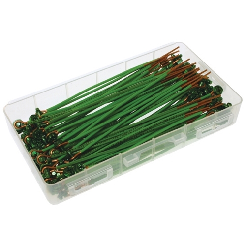 Grounding Pigtail with Screw, 7 in. length, Copper material, Slotted, Phillips, Dog Point Screw, Hex Washer included, Zinc Coated finish, 100 per box, #14 Size, Steel screw material